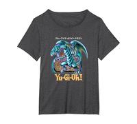 Yu-Gi-Oh! Blue Eyes White Dragon Gaming Graphic PAPL2500 T-Shirt, Women's Plus, Dark Heather Grey, 5X