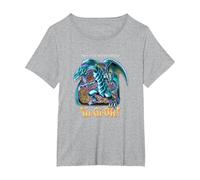 Yu-Gi-Oh! Blue Eyes White Dragon Gaming Graphic PAPL2500 T-Shirt, Women's Plus, Heather Grey, 5X