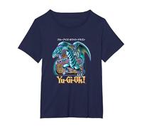 Yu-Gi-Oh! Blue Eyes White Dragon Gaming Graphic PAPL2500 T-Shirt, Women's Plus, Navy Blue, 1X
