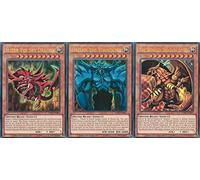 Yu Gi Oh Egyptian Gods Card Set, Slifer the Heavenly Dragon (LDK2-DES01), Executioners Obelisk (LDK2-DES02), Winged Dragon of Ra (LDK2-DES03), German