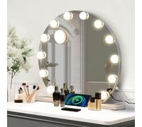 YU YUSING Hollywood Makeup Mirror, 50×48cm Large Lighted Vanity Mirror, with 12 Dimmable Bulbs, 3 Color Modes, Touch Screen, USB Output Port, Round