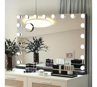 YU YUSING Hollywood Makeup Mirror, 60x80 cm Large Vanity Mirror with 18 Dimmable Bulbs, Tabletop or Wall-Mounted, 3 Color Modes, Touch Switch, 10X Magnifier Mirror, USB Output Port, Black