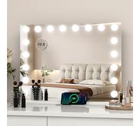 YU YUSING Hollywood Vanity Mirror with Lights, 80×60cm Lighted Makeup Mirror with 18 Dimmable Led Bulbs, 3 Lighting Modes, Touch Control, USB Output Port, Tabletop or Wall-Mounted Mirror