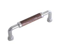 YUAEB biao Boutique Shop UK Vintage Walnut Wood and Brass Cabinet Pulls Silver Finish, Double Hole Design, Multiple Lengths for Drawers, Wardrobes(110mm)