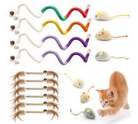 Yuaerbuo 13 Pack Catnip Toys for Kittens, 4 Cat Chew Toy Bite Rope, 3 Catnip Mouse Toys, 6 Silvervine Chew Sticks with Feather, Kitten Teething Toys for Indoor Cat and Playing