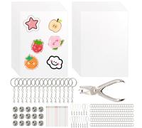 Yuaerbuo 191 PCS Shrink Plastic Set, Keyring Making Kit, Shrink Paper Craft Keychain Making kit, Shrinking Paper, Key Ring Kits, Shrinking Plastic Sheets, Heat Shrinks Film Set for DIY Hand Made