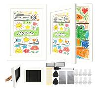 Yuaerbuo 2 Pack A4 Photo Frames, Kids Artwork Display Frame, A4 Picture Frame, Fillable Front Opening Photo Frame With Stand, Magnetic Labels, Letter Stickers, Marke Pen, Invisible Nails(White)