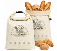Yuaerbuo 2 Pack Reusable Beeswax Bread Bag for Homemade Bread Storage