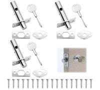 Yuaerbuo 3 Pack Mortice Door Bolts with 3 Star Keys, Catch Internal Doors Lock with Star Key Polished Stainless Steel Door Security Rack Bolts with Screws Enhanced Home and Workplace Protection