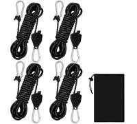Yuaerbuo 4Pcs Reflective Guy Ropes Tent, 4mm Thick 4m Long Heavy Duty Rope Reflective Slackline Paracord Medium-Sized Roller Skate with Medium Drawstring Bag for Camping Hiking