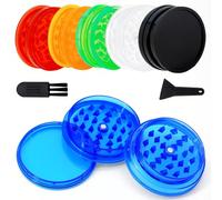 Yuaerbuo 6 Pack Plastic Salt Herb, Spice Grinder for Kitchen Seasoning, 60mm Plastic Herb Grinder, Magnetic Shark Teeth, Salt Shaker with Lid, Crusher with Cleaning Brush and Scraper