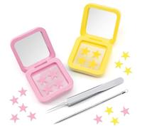 Yuaerbuo 64 Pcs Starface Pimple Patches, Star Spot Patches Yellow, Pimple Patch Stars with Box and Mirror, Pink Spot Stickers for Face Skin