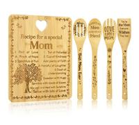 Yuaerbuo Gifts for Mum Chopping Board, Recipe for A Special Mum Bamboo Engraved Chopping Board with Spoon Set Heartfelt Birthday Mothers Day Gifts Cutting Boards from Daughter Son