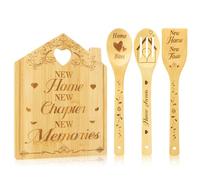 Yuaerbuo New Home Gifts Bamboo Cutting Board, Housewarming Presents Unique House-Shaped Cutting Board with Sweet Wishes, Ideal New Home Gifts Chopping Boards Set for Friend Couple Family