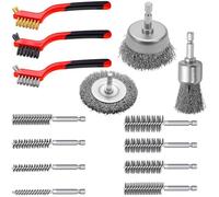 Yuahar 14Pcs Wire Wheel for Drill 1/4 Inch Hex Shank, Wire Cup Brush, Bore Cleaning Brushes, Nylon/Brass/Stainless Steel Bristles for Scrubbing Cleaning Rust, Dirt & Paint