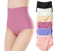 YuaLov Womens Ice Silk Seamless Briefs Underwear Icy Feel Cooling Comfy Soft Touch No Show Slip Panties High Waist Breathable Knickers(6 Packs) L
