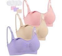 YuaLov Women's Nursing Bra Wire Free Seamless Maternity Bras Push Up Brassiere Nursing Camisole with Removable Breast Pads 3 Pack