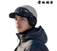 Yuan Hat, Winter Hats for Men Caps, Windproof Thermal Cap with Visor, Cap with Ear Flaps for All-Day Wear (Khaki)
