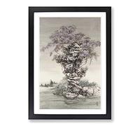 Yuan Yao Oriental Wisteria Framed Print | A2 Black Framed Wall Art | Ready to Hang | Modern Floral Picture | Living Room Bedroom Lounge Office