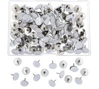 Yuanan 120 Pcs Drawing Pins with Storage Box, Easy Installation Metal Thumb Tacks for Cork, Notice, Bulletin Boards, Ideal for Cards, Maps, Photo Wall Art(Silver)