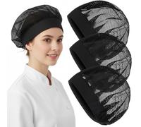 Yuanan 3 Pcs Chef Hats for Women, Adjustable Chef Hat with Hair Net for Catering, Cooking Chefs Cap Food Service Hair Nets
