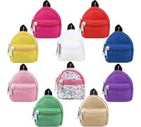 Yuanan 5 Pcs Doll Backpacks Mini Zipper, 4.1" Straps Mini Backpack Keychain, Backpacks Canvas Doll Accessories, Multicolor Fashion Dollhouse Supplies