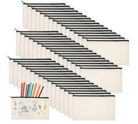 Yuanan 80Pcs Canvas Zipper Pencil Pouch Bulk, Blank DIY Craft Bag Canvas Pencil Case, Multipurpose Toiletry Tote Bag for Makeup Cosmetic, Invoice Bill, Travel Toiletry (Beige,80)