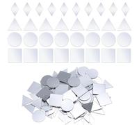 Yuanchu 120Pcs Small Mirrors for Crafts, 4 Shapes: Triangle, Square, Round, Diamond, DIY Mirror Mosaic Tiles for Home Wall Art, Disco Balls