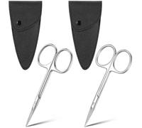 Yuanchu 2 Pack Small Facial Hair Scissors, Cuticle Scissors Stainless Steel Hair Cutting Scissors Curved and Stright Manicure Scissors Small Sharp Scissors for Eyebrow Beard Eyelashes Nail Trimming