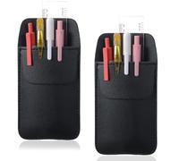 Yuanchu 2 Pcs PU Leather Pocket Protector, Premium Pocket Protector Pen Holder Pen Organizer Leather Pen Protect Holder Can Hold 4 Pens Pencil Pouch for Lab Coats Shirts
