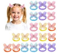 Yuanchu 20 Pcs Glitter Butterfly Hair Ties for Girls, Colorful Hair Bows Scrunchies with Butterfly Cute Rainbow Sequin Sparkle Ponytail Holders Butterflies Hair Accessories