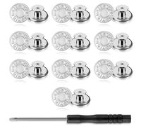 Yuanchu 20 Sets Jean Button Pins, 0.64 Inch 16.5mm no-sew Nailess Removable Metal Jean Button Replacement Reusable Buttons with Screwdriver Loose Jeans Clothes Pant Waist Tightener Smaller Instant