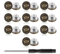 Yuanchu 20 Sets Jeans Buttons, 16.5mm Adjustable Pant Waist Tightener Clips Metal Replacement Jeans Button Instant No Sew and No Tools Reusable Press Studs Jean Button Pins for Pants Jackets