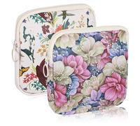 Yuanchu 2Pcs Sanitary Pad Storage Bag, Portable Period Pouch with Zipper Discrete Feminine Product Organizer Waterproof Tampon Holder Reusable Cosmetic Organizer Bags for Women Teen Girls(A)