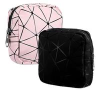 Yuanchu 2Pcs Sanitary Pad Storage Bag, Waterproof Period Pouch with Zipper Discrete Feminine Product Organizer Portable Tampon Holder Reusable Cosmetic Organizer Bags for Women Teen Girls(A)