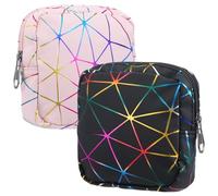 Yuanchu 2Pcs Sanitary Pad Storage Bag, Waterproof Period Pouch with Zipper Discrete Feminine Product Organizer Portable Tampon Holder Reusable Cosmetic Organizer Bags for Women Teen Girls(B)