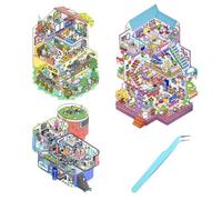 Yuanchu 3 Sets 3D Large Sticker Scene, 297 x 175mm Sticker Therapy with 1 Tweezers Funny Stickers for Adults 3D Scene Accessories Giant House Animal Set