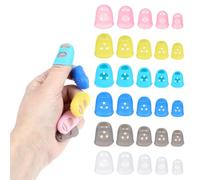 Yuanchu 30 Pcs Rubber Finger Tips, Fingertip Protector Caps Anti-Slip Fingertips Protector Pads Breathable Silicone Fingers Tips Guard for Paper Turning Hand Sewing Money Counting Guitar Playing