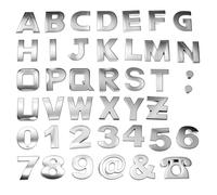Yuanchu 43 Pcs Car Emblem Letters Sticker, 3D Metal Letter Chrome Number Symbol Badge 3D Car Letter Stickers Tailgate Letters Self Adhesive Emblems for Cars Trucks Motorcycles