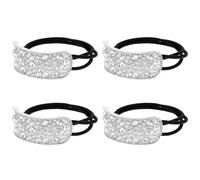 Yuanchu 4Pcs Sparkly Rhinestone Ponytail Hair Ties, Bling Elastics Scrunchies Fancy Crystal Hair Tie Rhinestone Hair Accessories for Women Thick Hair(Silver)
