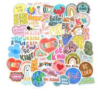 Yuanchu 50Pcs Be Kind Stickers, Kindness Stickers Be Kind to Yourself Sticker Friendly Waterproof Vinyl Decals for Water Bottles Laptop Refrigerator Luggage Phone Skateboard Decor