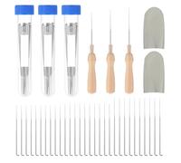 Yuanchu 64 Pack Needle Felting Needles Set, Wool Felting Needle 3 Sizes Each with 20 Felting Needles Felting Tools with 3 Size Wooden Handle Holder for DIY Wool Felting Projects