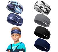 Yuanchu 6Pcs Kids Boys Sports Headbands, Breathable Boys Athletic Sweatbands Non-slip Elastic Headband Moisture Multi-Color Wicking Sweat Band for Basketball Baseball Football(B)
