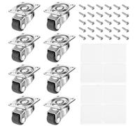 Yuanchu 8 Pack Small Swivel Casters, 0.5" 360 Degree Castor Wheels Rubber Trolley Wheels with 26MM Stainless Steel Base Castors for Furniture Trolley Dolly Garden Planter Storage Cart