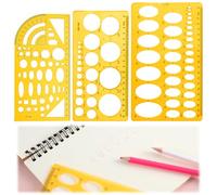 Yuanchu Circle Stencil Geometry Ruler Set, 3 Pcs Plastic Ellipse Measuring Drawing Template Circle Stencils Geometry Measuring Tools for Design School Studying Office