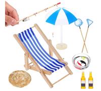 Yuanchu Mini Decorative Beach Decorations, 9 Pieces Fishing Decoration Miniature Accessories Beach Decoration Miniature Set Micro Landscape Zen Garden Landscaping Dollhouse Gift Miniature Fishing DIY