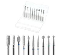 Yuanchu Nail Drill Bits Set, 10 Pcs Tungsten Carbide Diamond Nail Drill Bits 3/32'' Nail Drill Tips for Nail Drill Efile Nails Dry Manicure Pedicure Tools for Acrylic Nails Gel Cuticle Remove