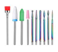 Yuanchu Nail Drill Bits Set, 10 Pcs Tungsten Carbide Diamond Nail Drill Tips Bits 3/32'' Efile Nails Dry Manicure Pedicure Tools for Acrylic Nails Gel Cuticle Remove