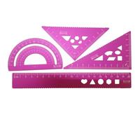 YUANCOX Student Rulers set of 4 pieces Drawing Straight Lines Triangles Protractor Scales Suitable for Student Geometry Mathematics Geography Drawing Auxiliary Learning Tools set(4pc-Pink)