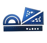 YUANCOX Student Rulers set of 4 pieces Drawing Straight Lines Triangles Protractor Scales Suitable for Student Geometry Mathematics Geography Drawing Auxiliary Learning Tools set(4pc-Blue)